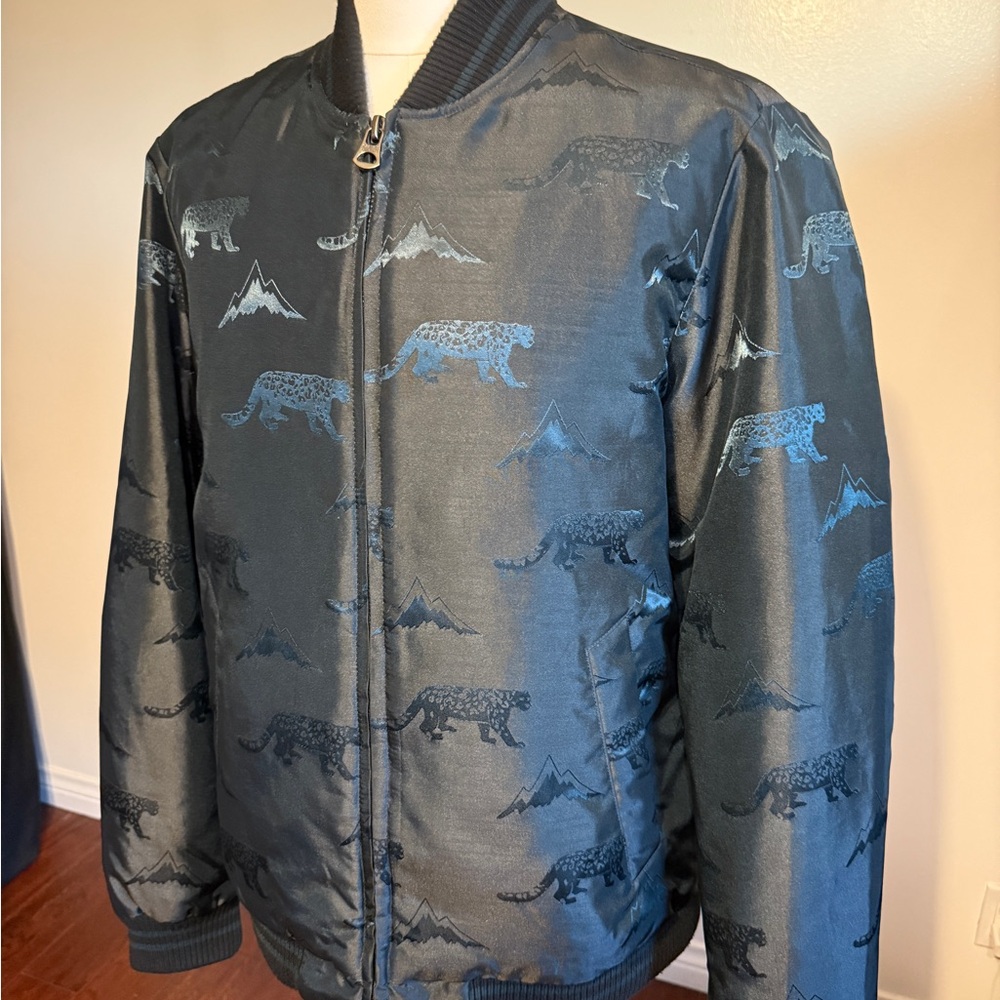 Scotch Soda Amsterdam RARE Bomber Varsity Jacket | Reflective Mountain Leopard